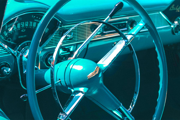 blue steering wheel